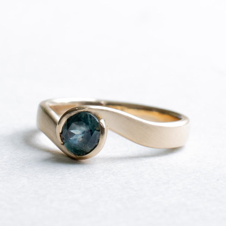 14K Teal Sapphire Ring