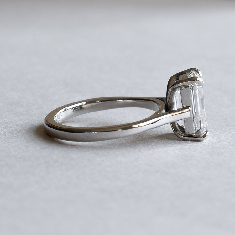 3 Carat Emerald Cut Lab Diamond Engagement Platinum Ring