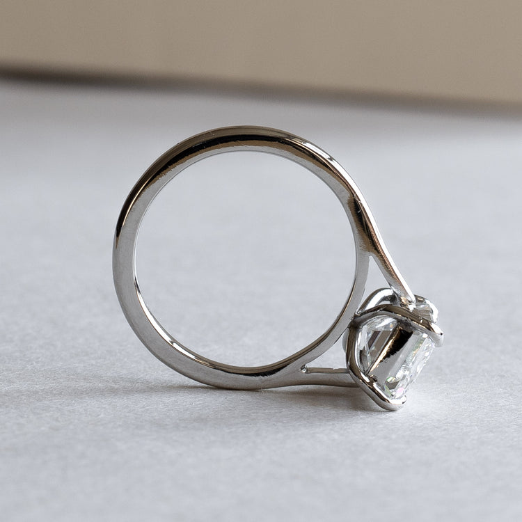3 Carat Emerald Cut Lab Diamond Engagement Platinum Ring