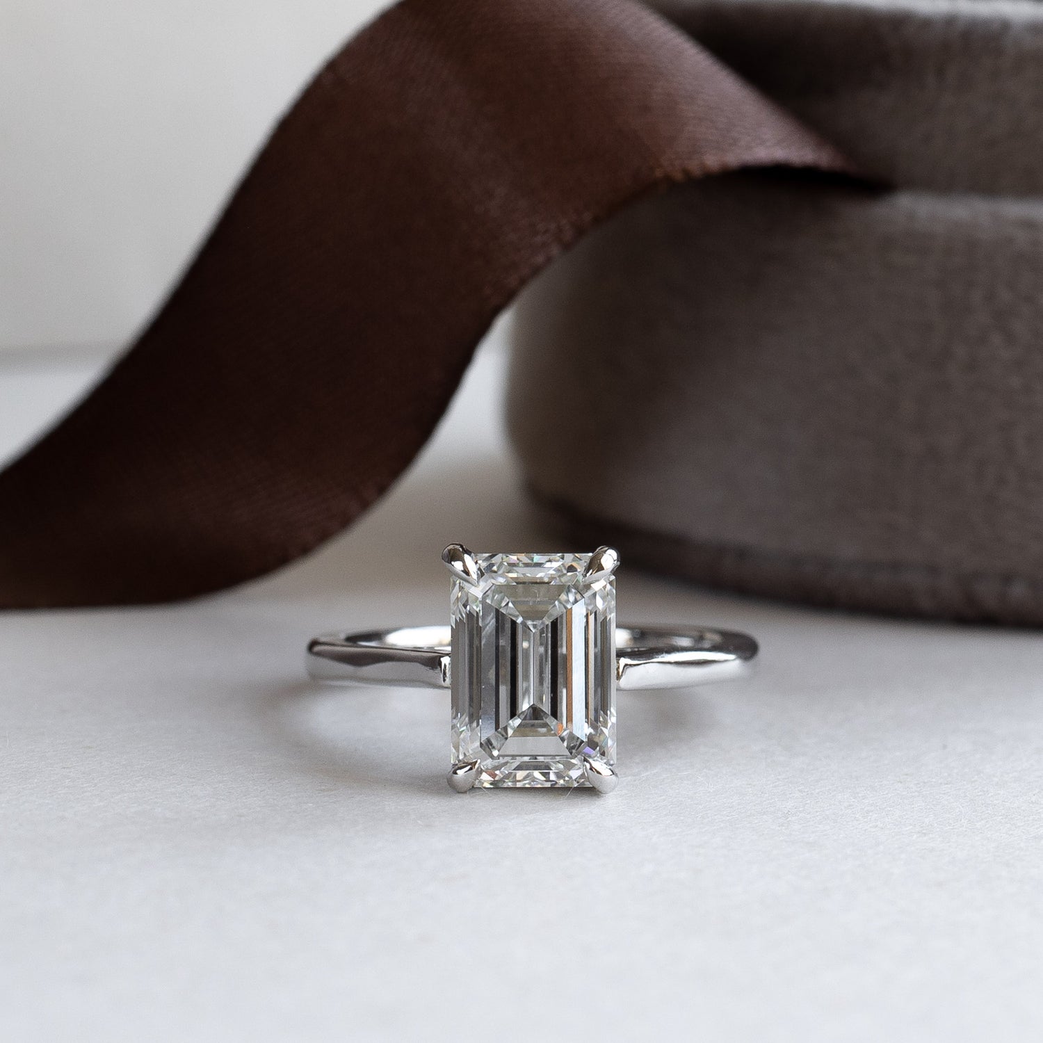 Carat Emerald Cut Lab Diamond Engagement Platinum Ring – Rose Choc