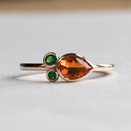 14K Mexican Fire Opal With Tsavorite Garnet
