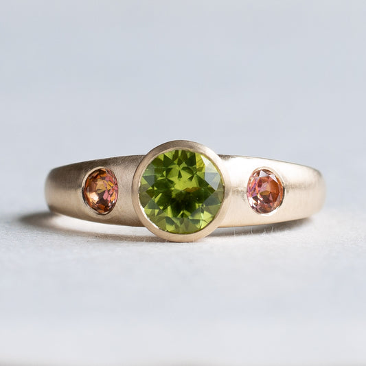 14K Peridot Topaz Ring