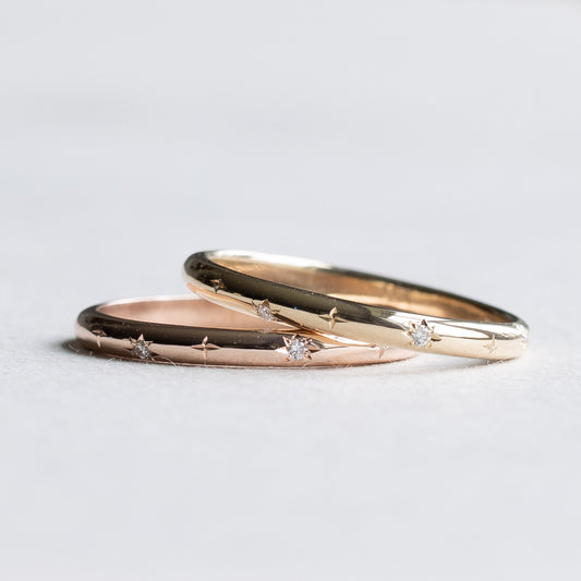 14K Diamond Starburst 2mm Band