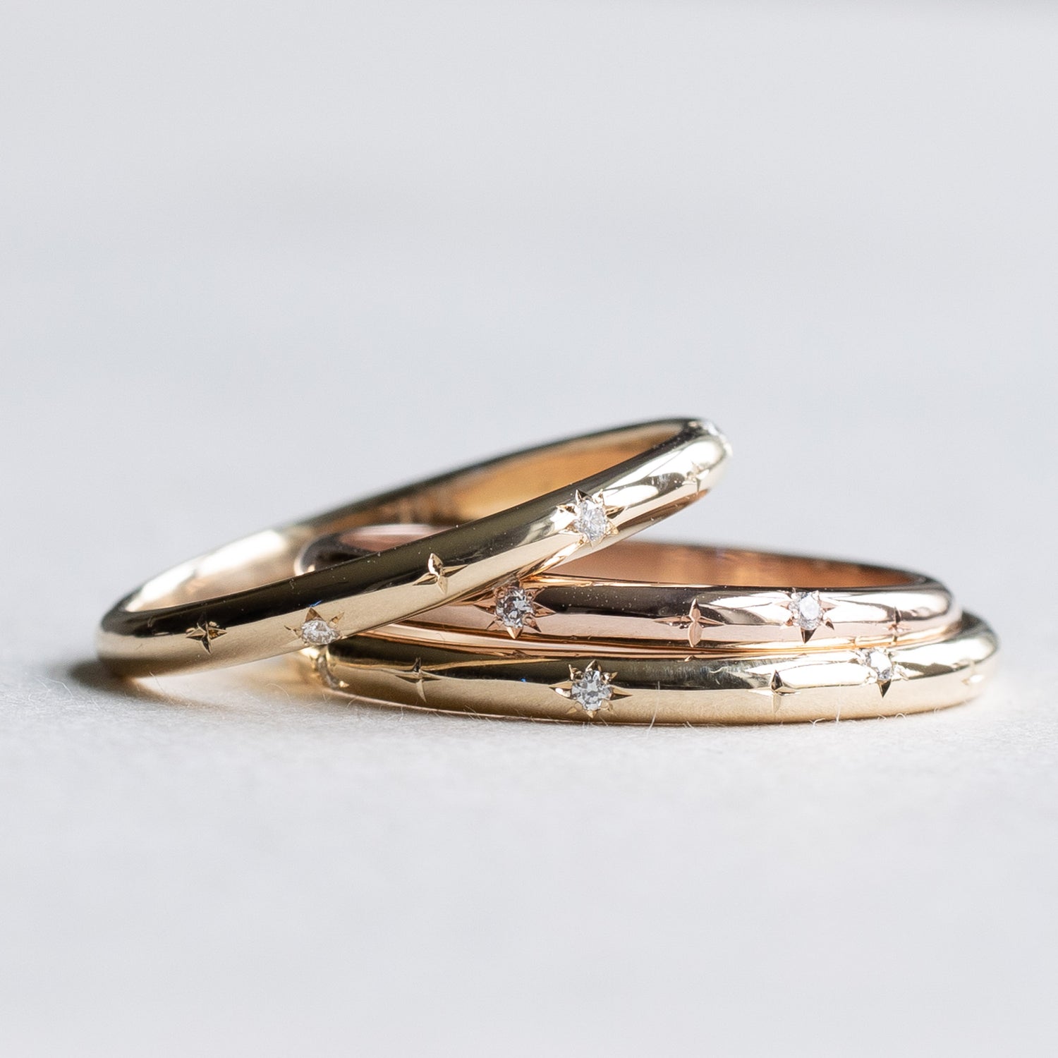 14K Diamond Starburst 2mm Band – Rose Choc - Main Image