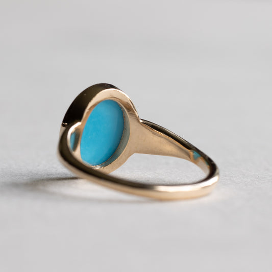 18K Oval Turquoise Ring