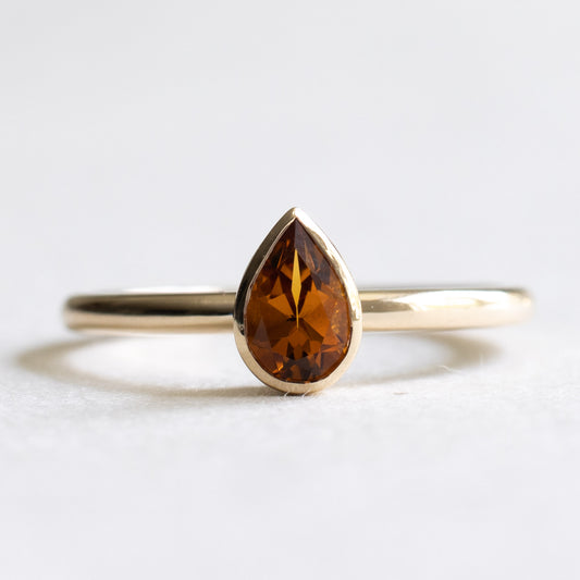 14K Citrine Pear Ring