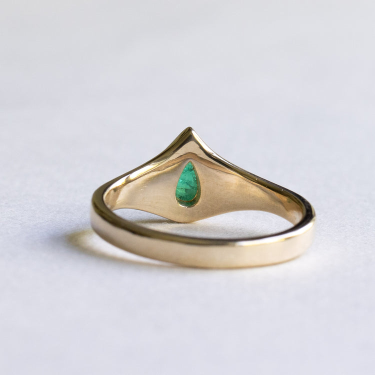 14K 0.85 CT Emerald Pear Ring
