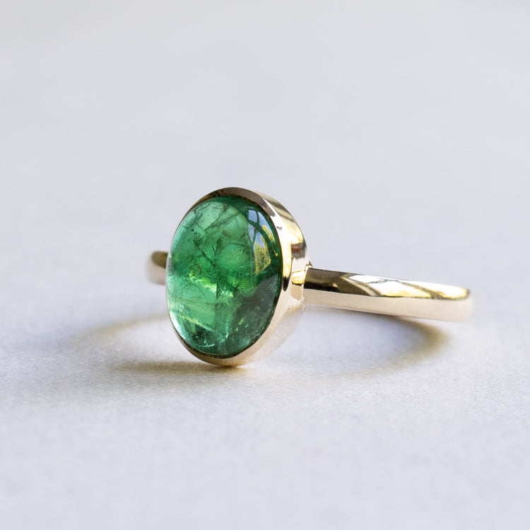 14K Oval 2.65 Carat Emerald Ring