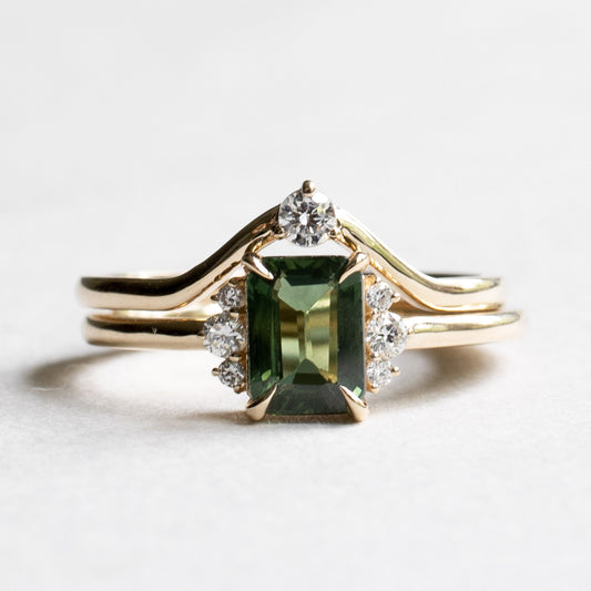 14K Green Sapphire Ring Set