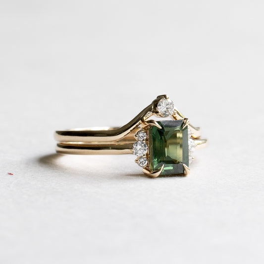 14K Green Sapphire Ring Set