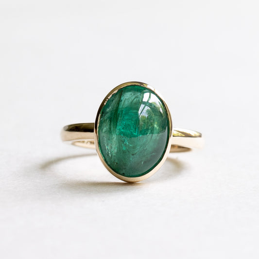 14K Oval 3.69 Carat Emerald Ring
