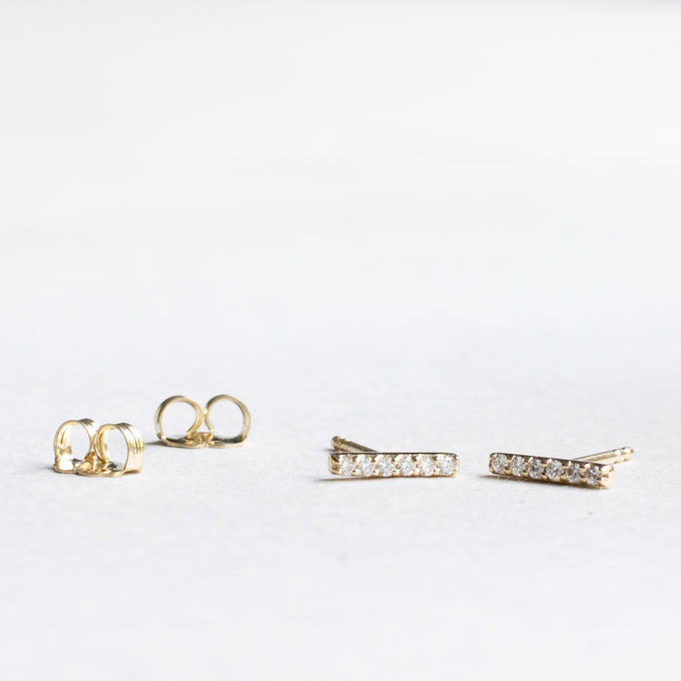 14k Bar Lab Diamond Studs Earrings