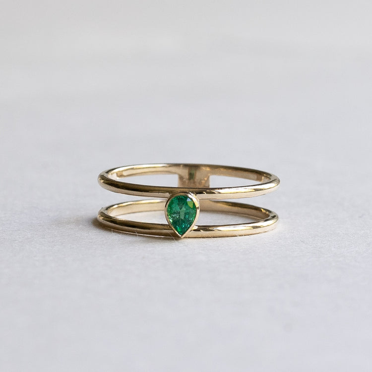 14K Personalized Emerald Open Ring