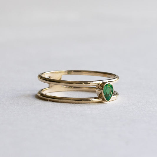 14K Personalized Emerald Open Ring