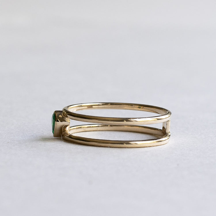 14K Personalized Emerald Open Ring