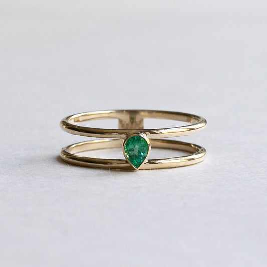 14K Personalized Emerald Open Ring