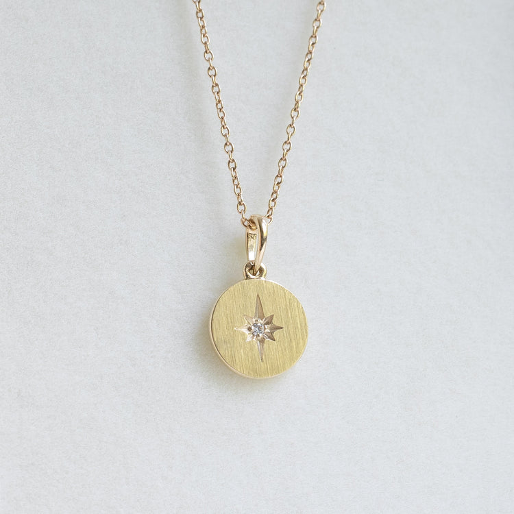 14k Gold 0.01 Carat Diamond Starburst Necklace