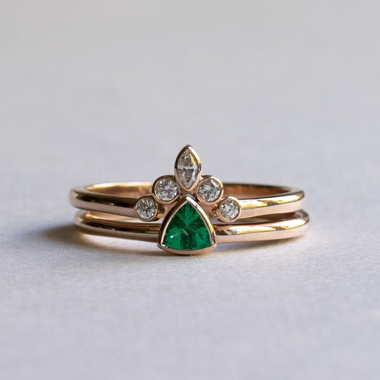 14K Rose Gold Emerald Trillion Set