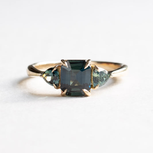 14K 1.3 Carat Sapphire Three Stone Ring