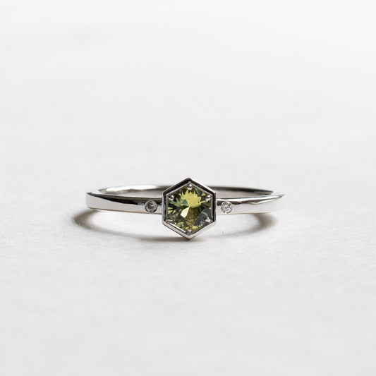 14K Parti Sapphire Hexagon Ring