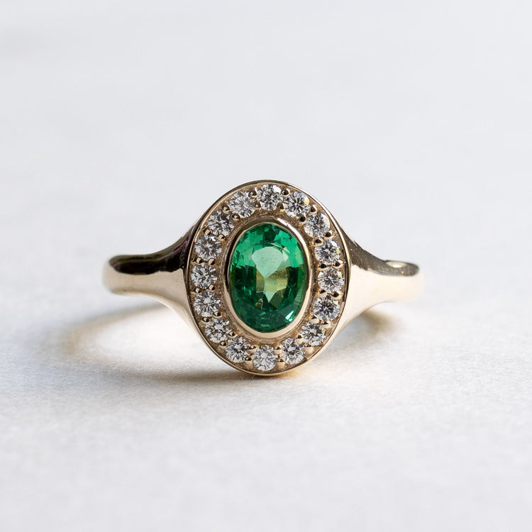 0.825 carat Emerald Signet Ring