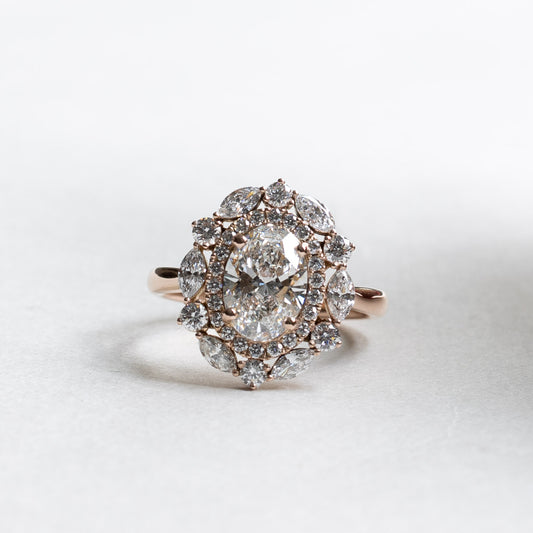 14K Rose Gold 2.55TCW Oval Halo Diamond Ring