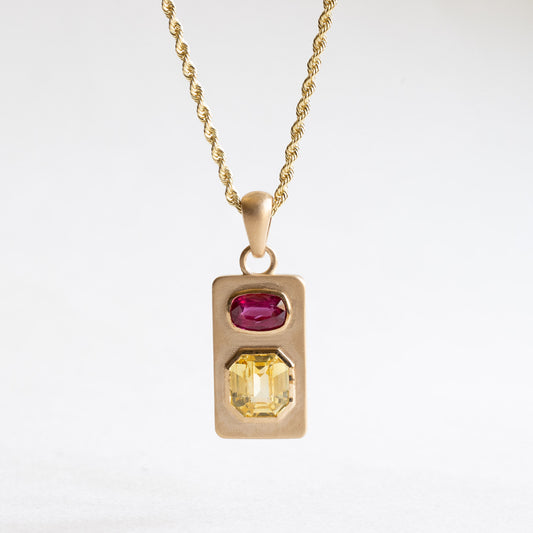 18K Ruby Sapphire Pendant