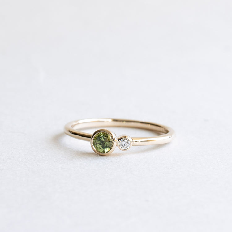 Green Sapphire Moi et Toi Diamond Ring