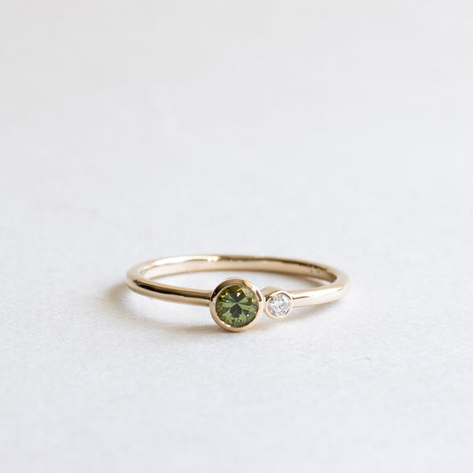 Green Sapphire Moi et Toi Diamond Ring