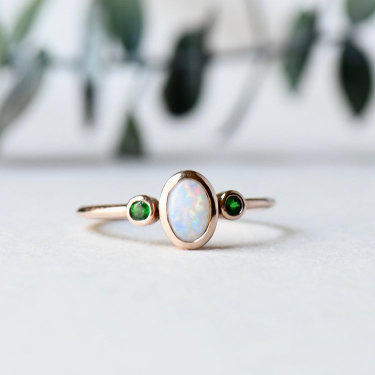 14K Trio Opal Ring