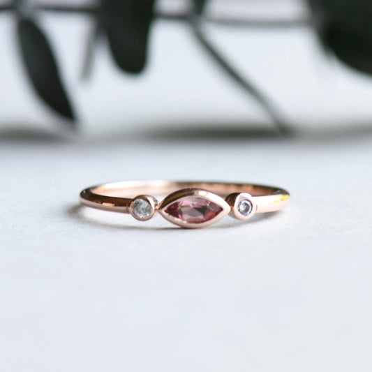14k Marquise Tourmaline Diamond Ring