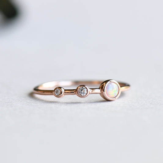 14K Opal Diamond Ring