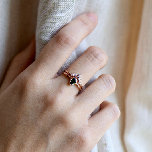 14k Rose Gold Tourmaline Diamond Set