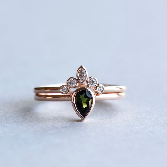 14k Rose Gold Tourmaline Diamond Set