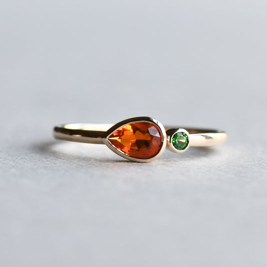 Fire Opal Toi et Moi Ring