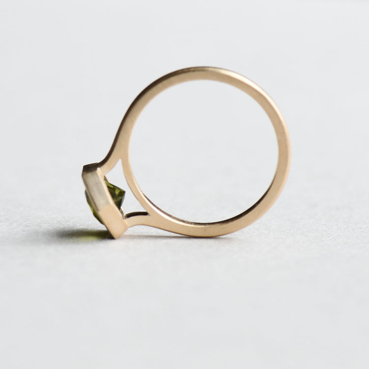 14k Peridot Hexagon Ring