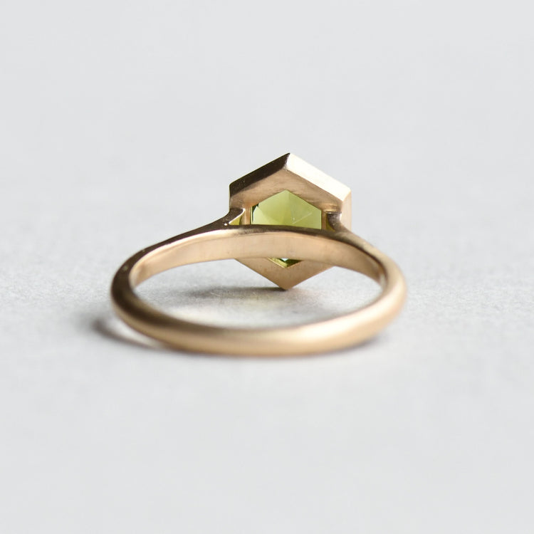 14k Peridot Hexagon Ring