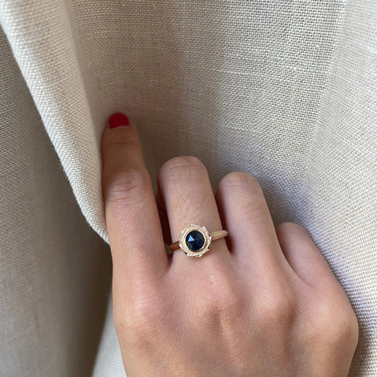 14K Rose Cut Sapphire Ring