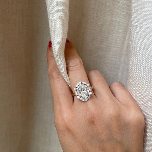 14K Rose Gold 2.55TCW Oval Halo Diamond Ring