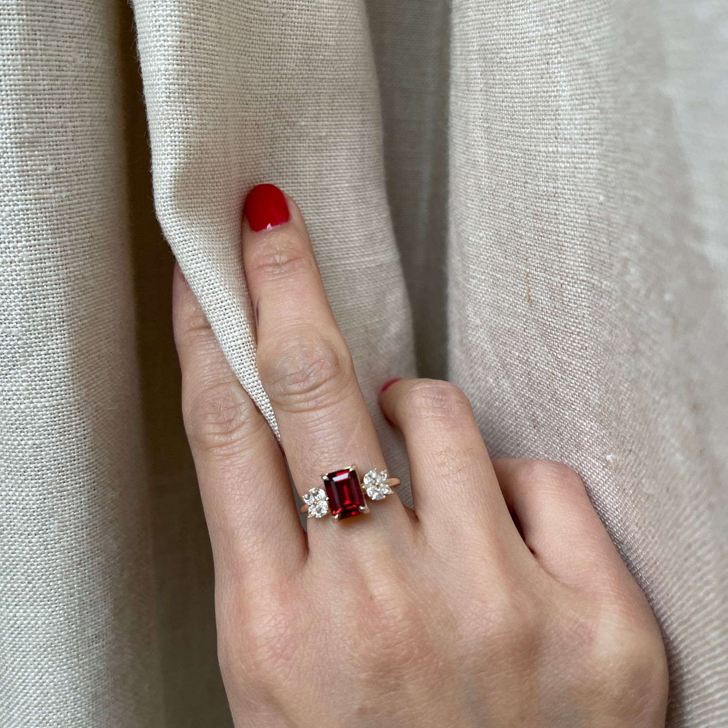 Garnet sales diamond ring