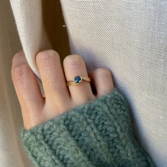14K Teal Sapphire Ring