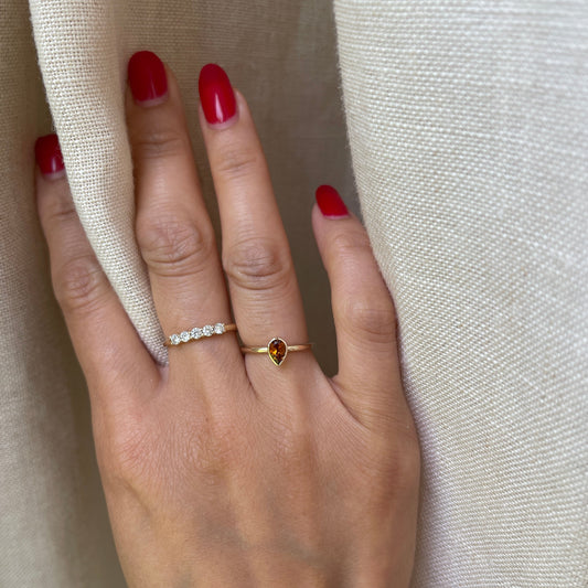 14K Citrine Pear Ring