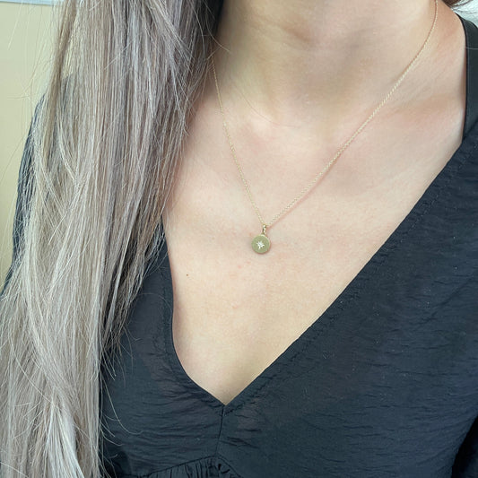 14k Gold 0.01 Carat Diamond Starburst Necklace