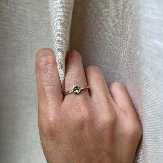 14K Parti Sapphire Hexagon Ring