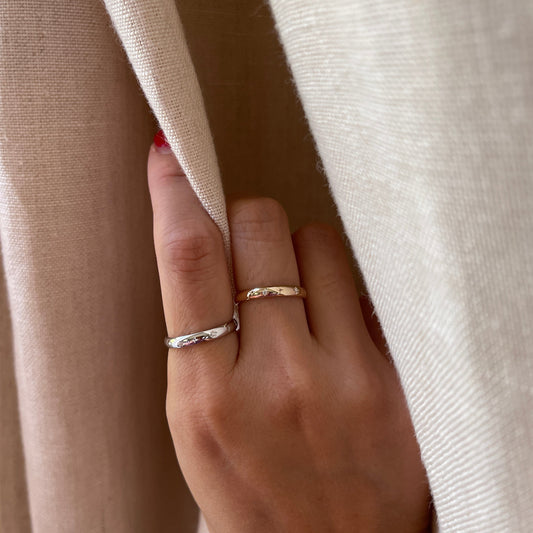 14K White Gold 3mm Starburst Diamond Band