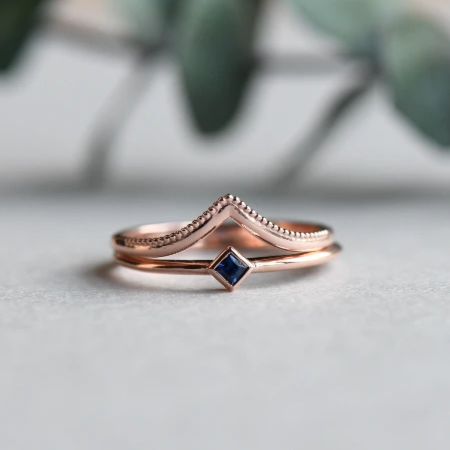14k Princess Sapphire Set