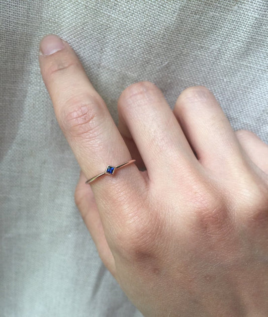 14k Rose Gold Princess Cut Sapphire Ring