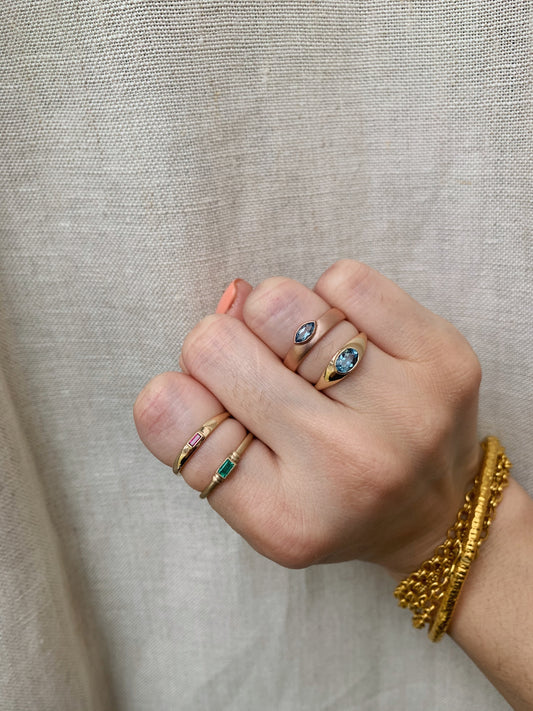 14k Emerald Baguette Ring