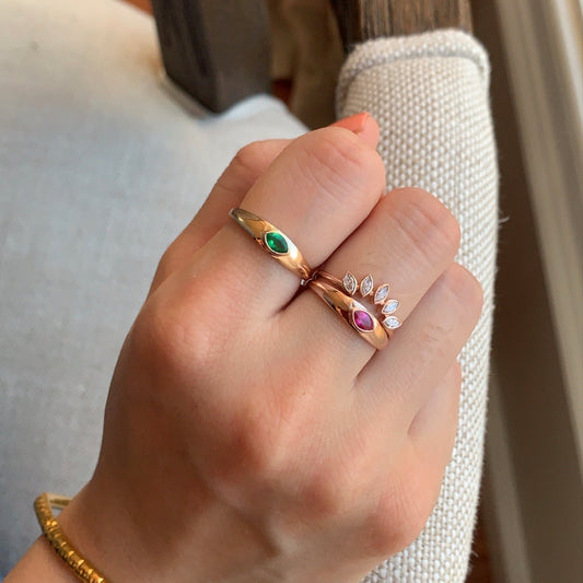 14K Marquise Emerald Signet Ring
