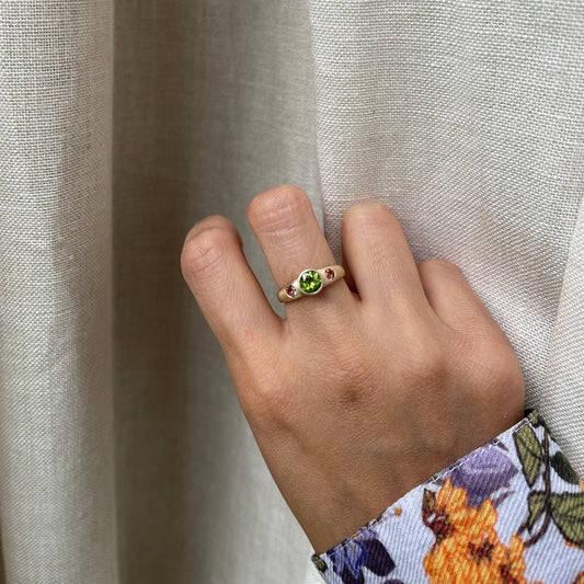 14K Peridot Topaz Ring